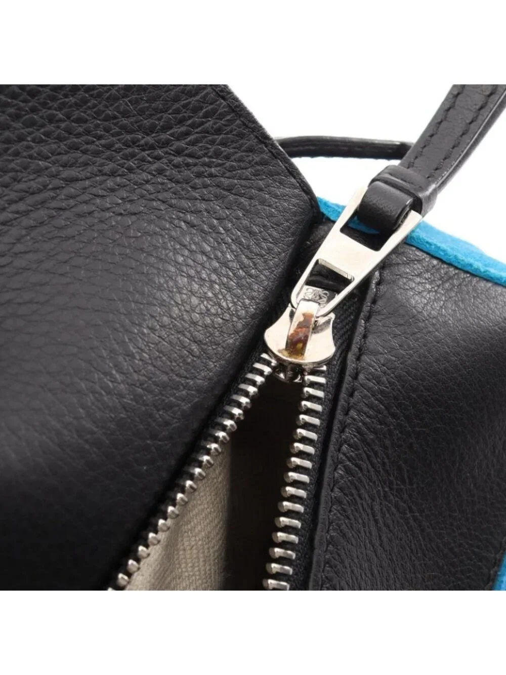 Loewe Handbag Puzzle Bag 2-Way Blue Black Leather